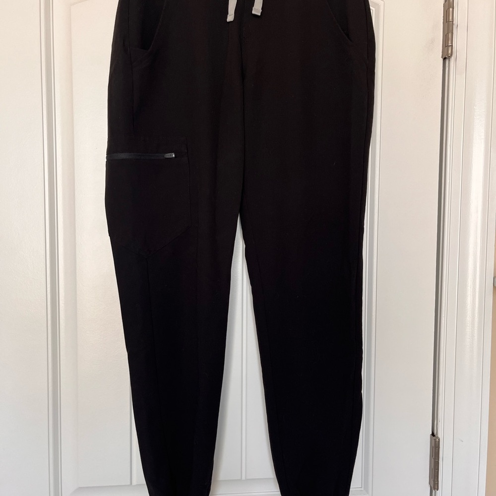 Figs Black‎ Zamora Jogger Scrub Pants with Drawstring Waist Size Small